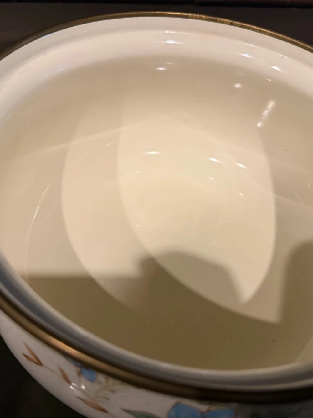 Mikasa Cream Ceramic Casserole with Blue Floral Design